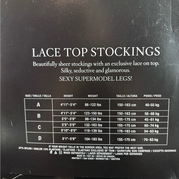 Victoria’s Secret Black Lace Top Stockings sz C Thigh High Whimsy sexy lingerie - Picture 3 of 3